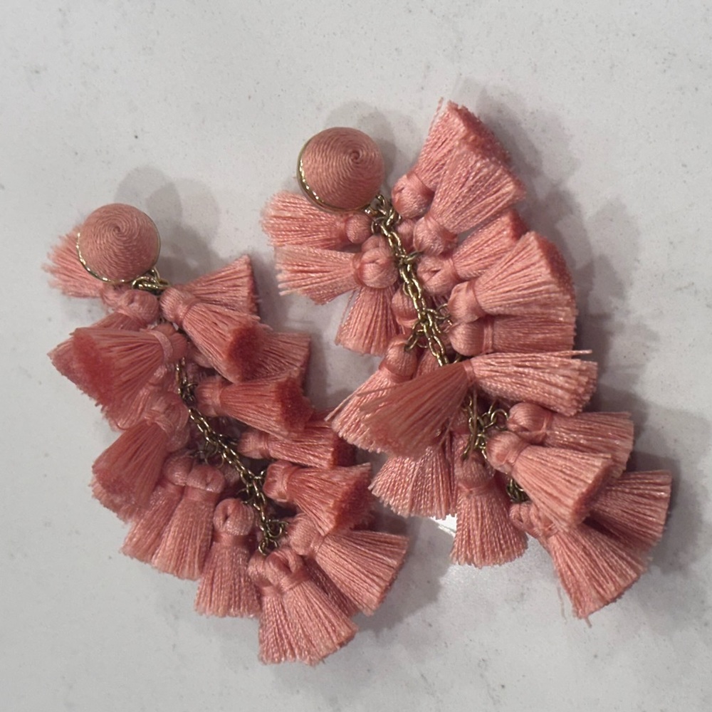 Bauble Bar Coral Tassel Earrings
